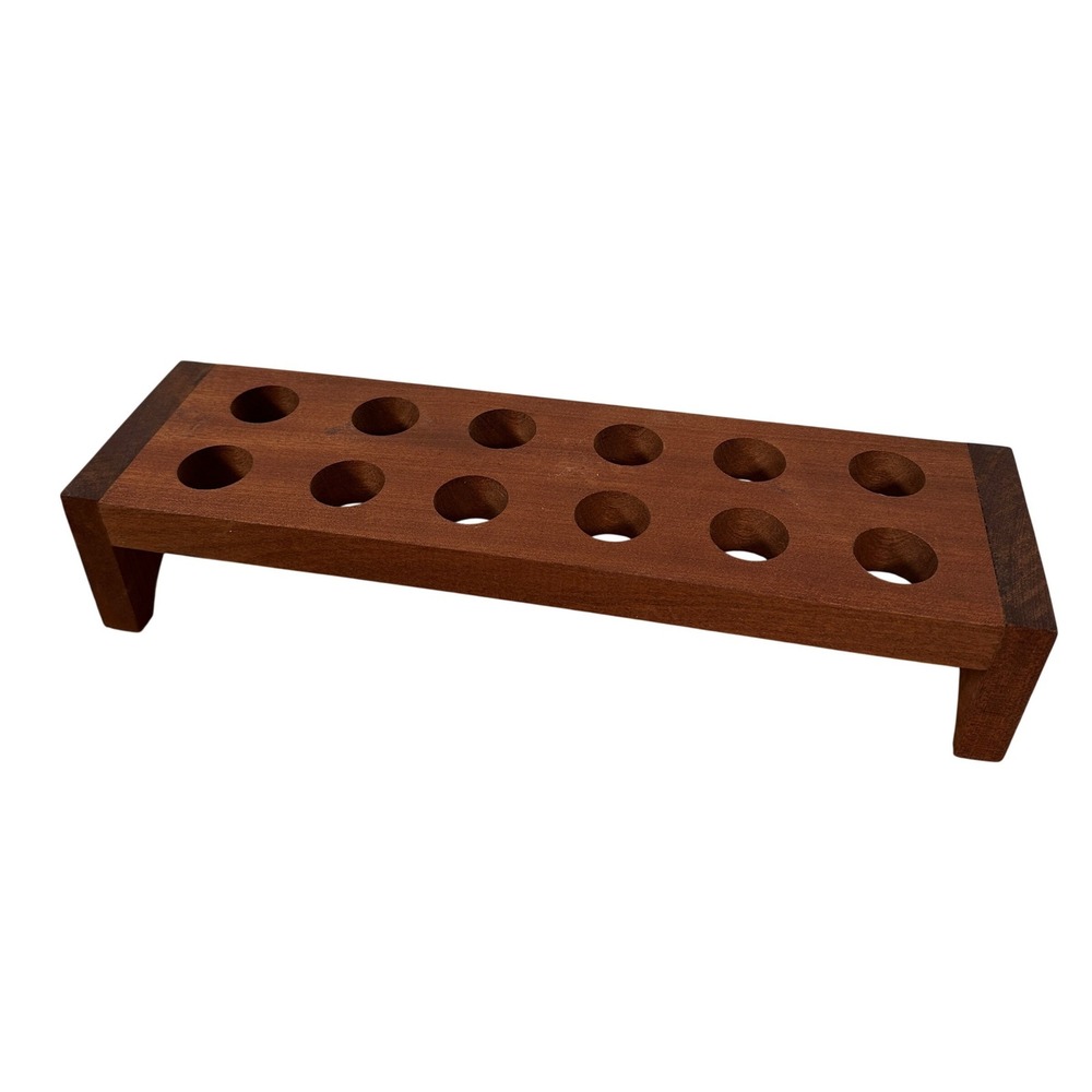 Walnut Stained Wood Plant Propagation Station 12 Hole‎ Test Tube Holder 16 Inch